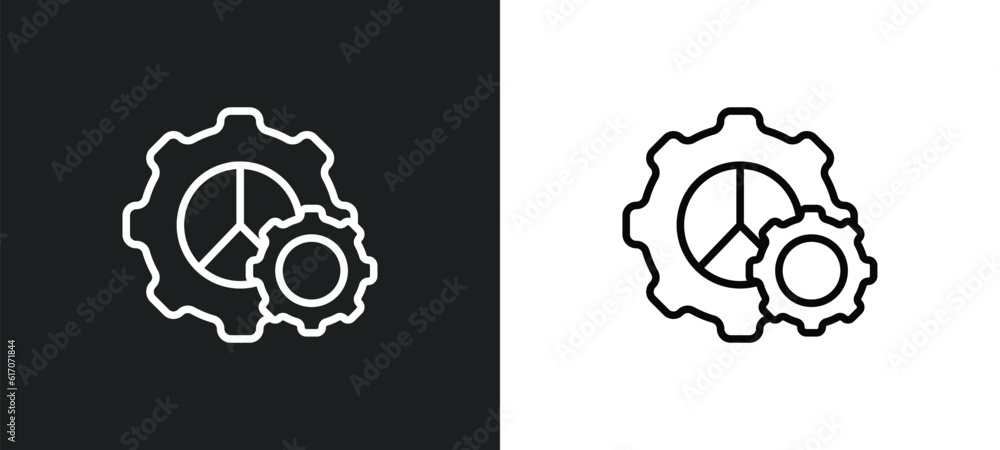 Aufkleber tings cog line icon in white and black colors. tings cog flat vector icon from tings cog collection 