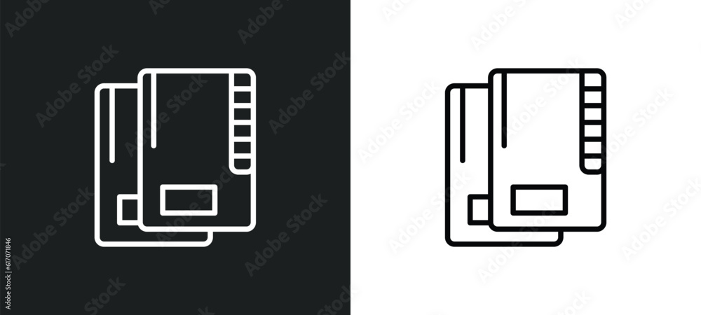 Poster office folders line icon in white and black colors. office folders flat vector icon from office fold