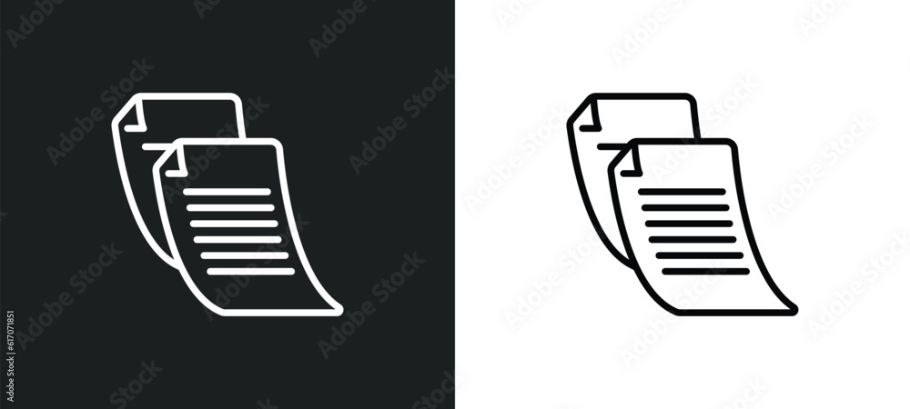 Poster written paper line icon in white and black colors. written paper flat vector icon from written paper