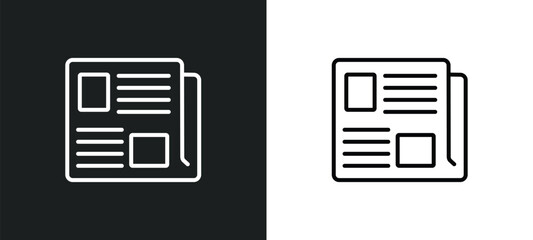 newspaper folded line icon in white and black colors. newspaper folded flat vector icon from newspaper folded collection for web, mobile apps and ui.
