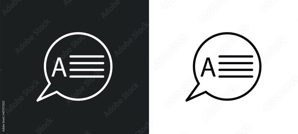 Poster answer line icon in white and black colors. answer flat vector icon from answer collection for web, 