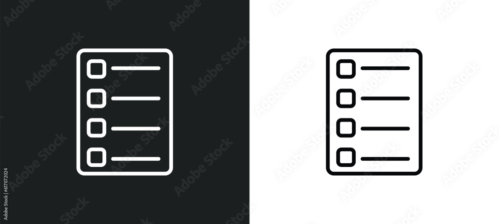 Poster task list line icon in white and black colors. task list flat vector icon from task list collection 