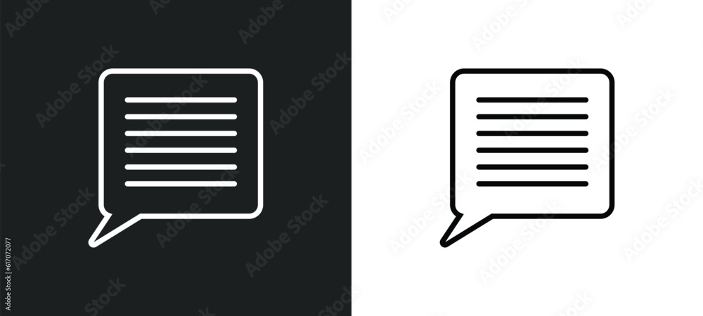 Poster text in line icon in white and black colors. text in flat vector icon from text collection for web, 