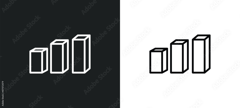 Aufkleber 3d bars line icon in white and black colors. 3d bars flat vector icon from 3d bars collection for we