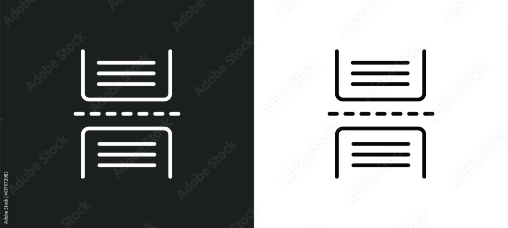 Poster page break line icon in white and black colors. page break flat vector icon from page break collecti