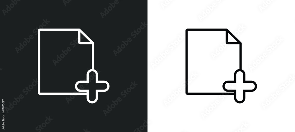 Aufkleber new page line icon in white and black colors. new page flat vector icon from new page collection for