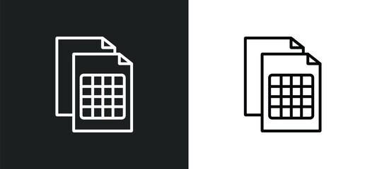document with tables line icon in white and black colors. document with tables flat vector icon from document with tables collection for web, mobile apps and ui.