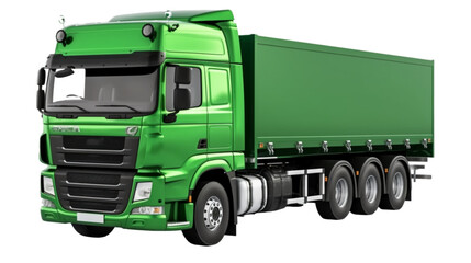 Green truck trailer (PNG) - ai generated