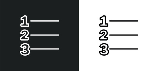 numbering line icon in white and black colors. numbering flat vector icon from numbering collection for web, mobile apps and ui.