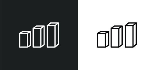 3d bars line icon in white and black colors. 3d bars flat vector icon from 3d bars collection for web, mobile apps and ui.