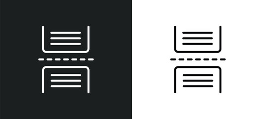 page break line icon in white and black colors. page break flat vector icon from page break collection for web, mobile apps and ui.