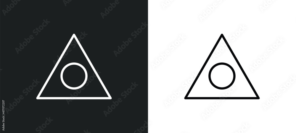 Poster triangular line icon in white and black colors. triangular flat vector icon from triangular collecti