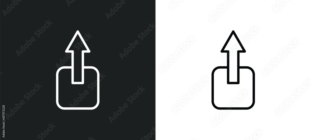 Poster export button line icon in white and black colors. export button flat vector icon from export button