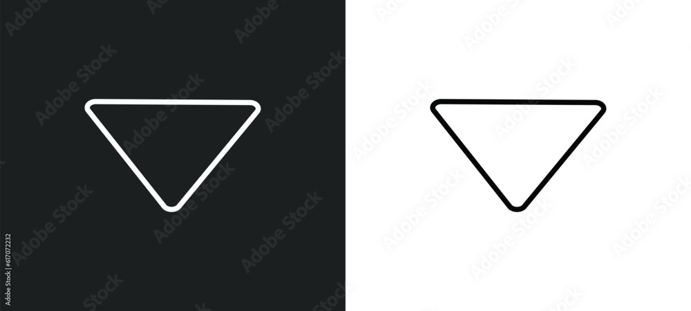 Poster drop down line icon in white and black colors. drop down flat vector icon from drop down collection 