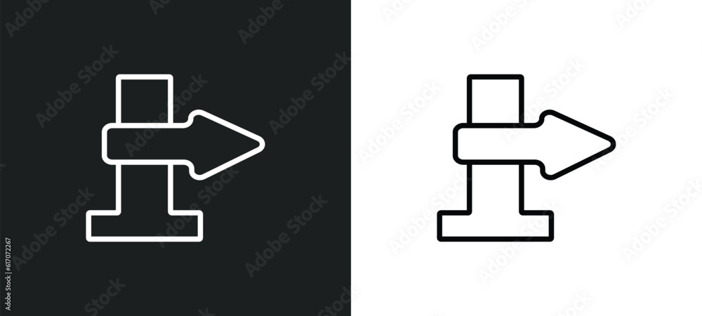 Poster blank left arrow line icon in white and black colors. blank left arrow flat vector icon from blank l