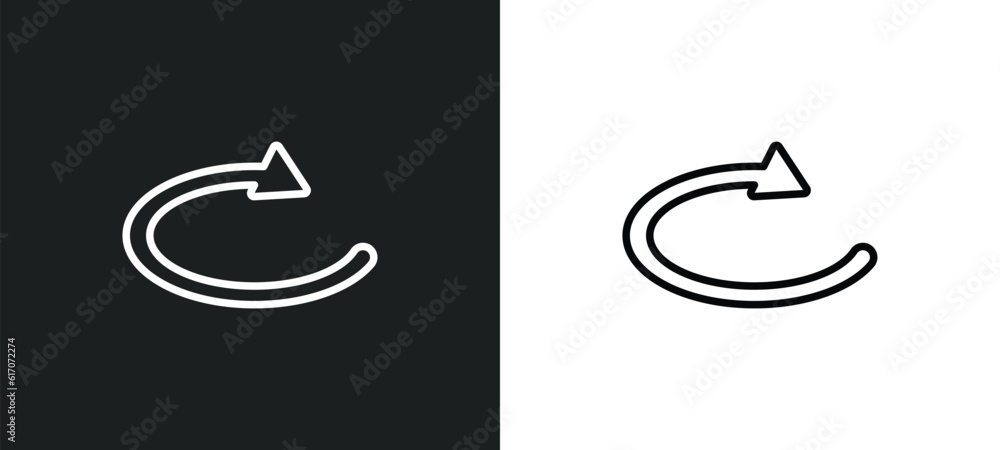 Poster loop arrow line icon in white and black colors. loop arrow flat vector icon from loop arrow collecti