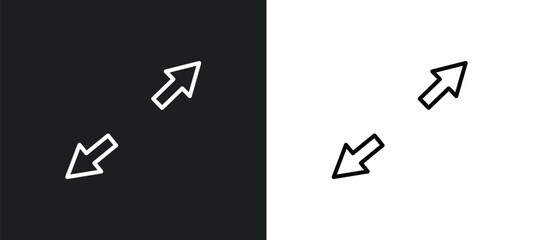 scale arrows line icon in white and black colors. scale arrows flat vector icon from scale arrows collection for web, mobile apps and ui.