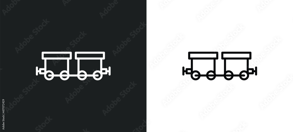 Aufkleber wagon line icon in white and black colors. wagon flat vector icon from wagon collection for web, mob