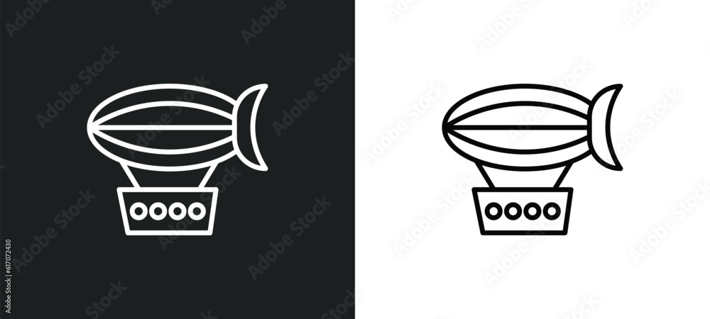 Poster zeppelin line icon in white and black colors. zeppelin flat vector icon from zeppelin collection for