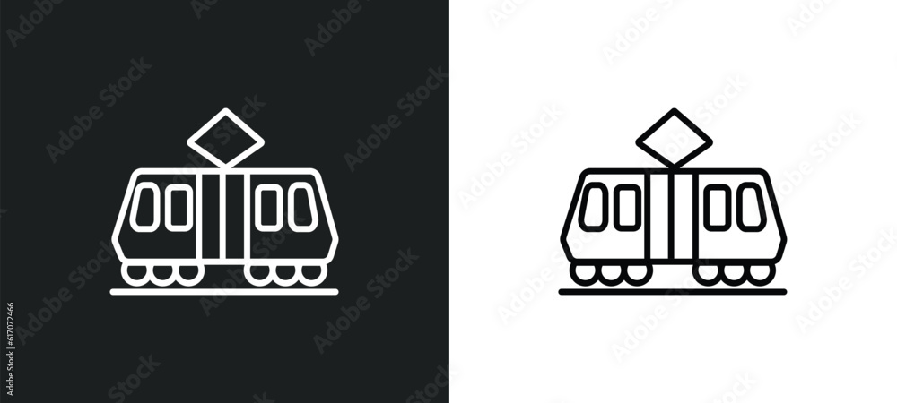 Aufkleber tramway line icon in white and black colors. tramway flat vector icon from tramway collection for we
