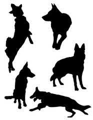 Silhouettes of German Shepherd dogs