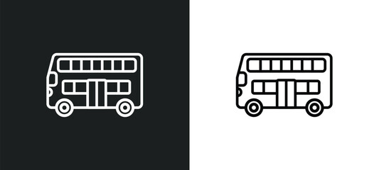 double decker bus line icon in white and black colors. double decker bus flat vector icon from double decker bus collection for web, mobile apps and ui.