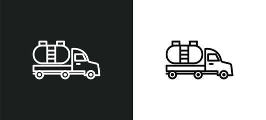 tanker line icon in white and black colors. tanker flat vector icon from tanker collection for web, mobile apps and ui.