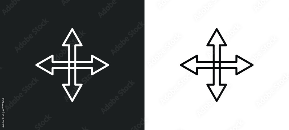 Poster movement line icon in white and black colors. movement flat vector icon from movement collection for