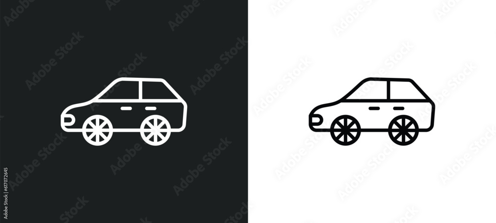 Poster auto line icon in white and black colors. auto flat vector icon from auto collection for web, mobile