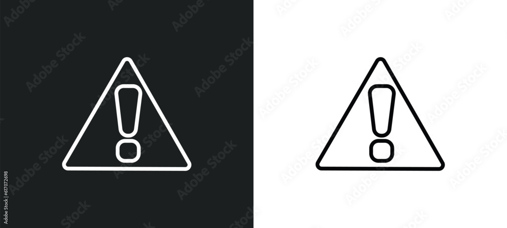 Poster danger line icon in white and black colors. danger flat vector icon from danger collection for web, 