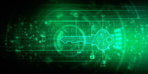 2d illustration digital abstract technology digital future cyber security key
