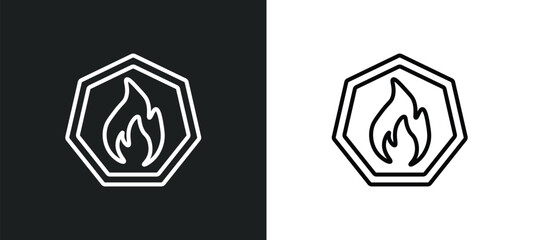 fire line icon in white and black colors. fire flat vector icon from fire collection for web, mobile apps and ui.