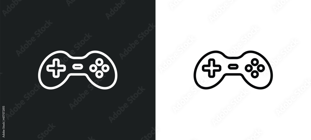 Poster gamepad toy line icon in white and black colors. gamepad toy flat vector icon from gamepad toy colle