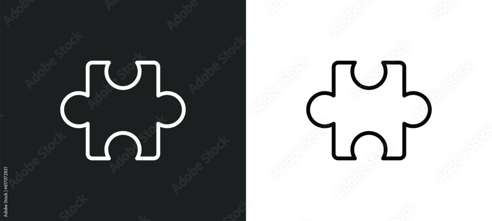 Poster puzzle toy line icon in white and black colors. puzzle toy flat vector icon from puzzle toy collecti