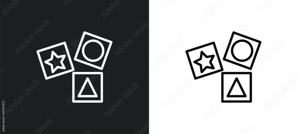 Poster cubes toy line icon in white and black colors. cubes toy flat vector icon from cubes toy collection 