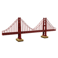 3D Model Illustration of Golden Gate Bridge: San Francisco, California Iconic Landmark in 3D Icon Style