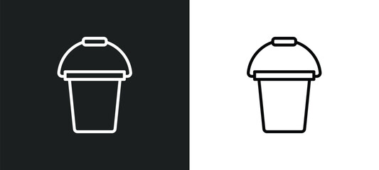 bucket toy line icon in white and black colors. bucket toy flat vector icon from bucket toy collection for web, mobile apps and ui.