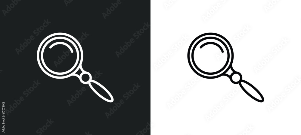 Poster searching tool line icon in white and black colors. searching tool flat vector icon from searching t