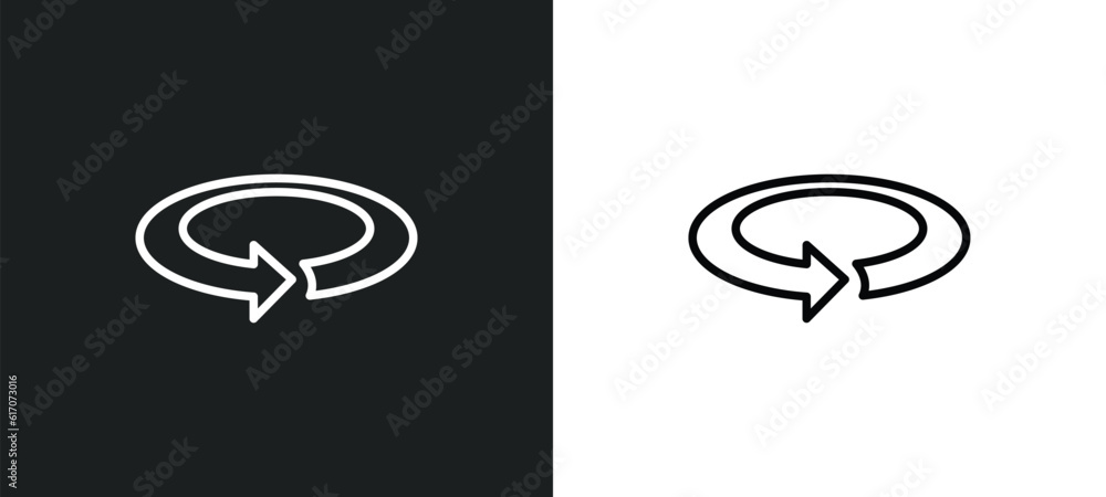Poster rotate right line icon in white and black colors. rotate right flat vector icon from rotate right co
