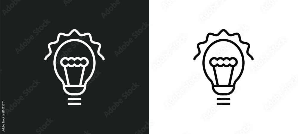 Aufkleber incandescent line icon in white and black colors. incandescent flat vector icon from incandescent co