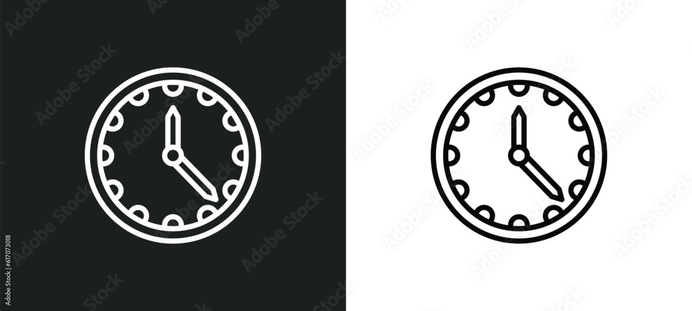Aufkleber clock and watch line icon in white and black colors. clock and watch flat vector icon from clock wat