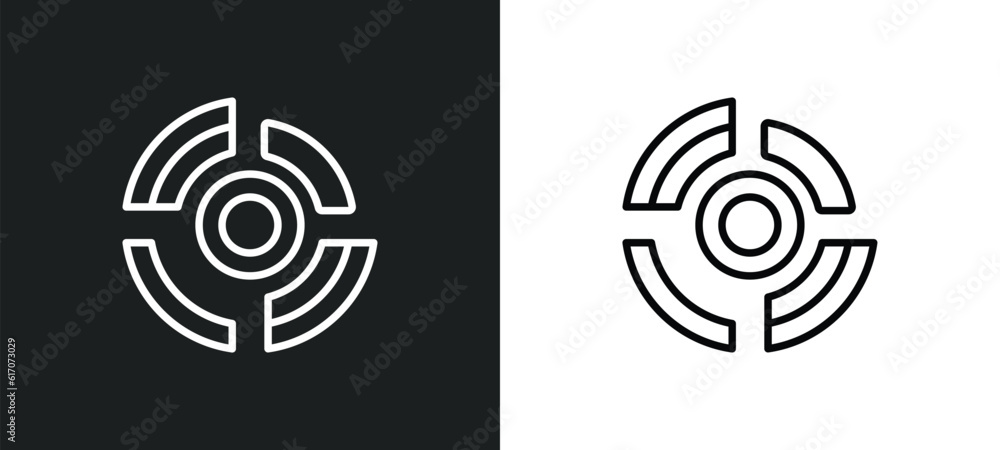 Poster radial line icon in white and black colors. radial flat vector icon from radial collection for web, 