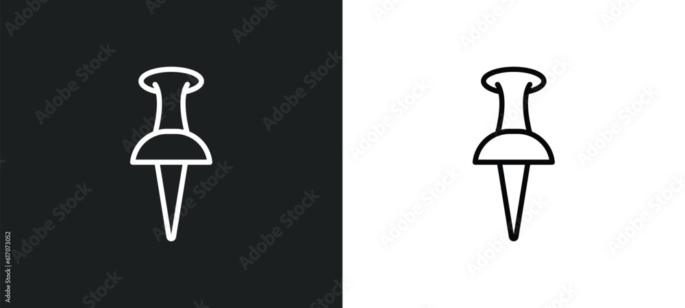 Poster push pins line icon in white and black colors. push pins flat vector icon from push pins collection 