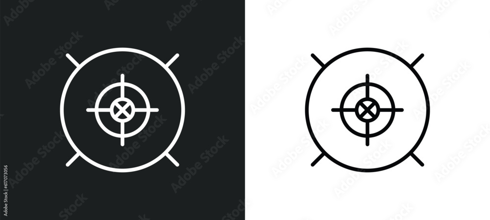Poster target circles line icon in white and black colors. target circles flat vector icon from target circ