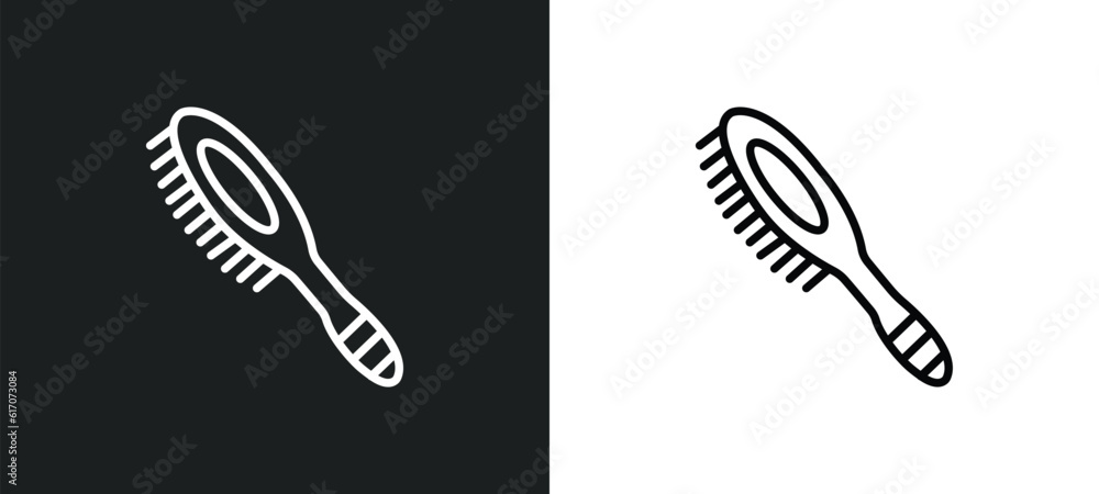 Poster combs line icon in white and black colors. combs flat vector icon from combs collection for web, mob