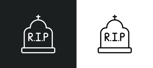 grave line icon in white and black colors. grave flat vector icon from grave collection for web, mobile apps and ui.
