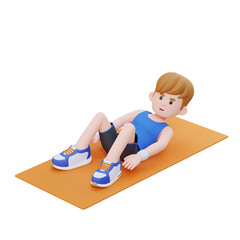 Dynamic 3D Sporty Male Character Mastering the Hell Touch Workout at Home Gym