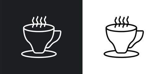 cup of tea line icon in white and black colors. cup of tea flat vector icon from cup of tea collection for web, mobile apps and ui.