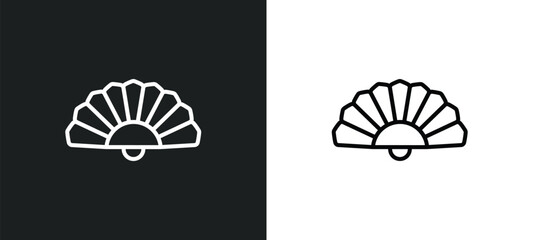 chinese fan line icon in white and black colors. chinese fan flat vector icon from chinese fan collection for web, mobile apps and ui.