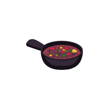 black pan of stewed food clip art preview